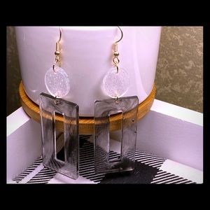 Black Smokey earrings with glitter